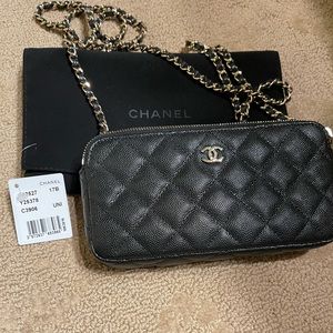 Chanel Double Zipper Caviar Black WOC